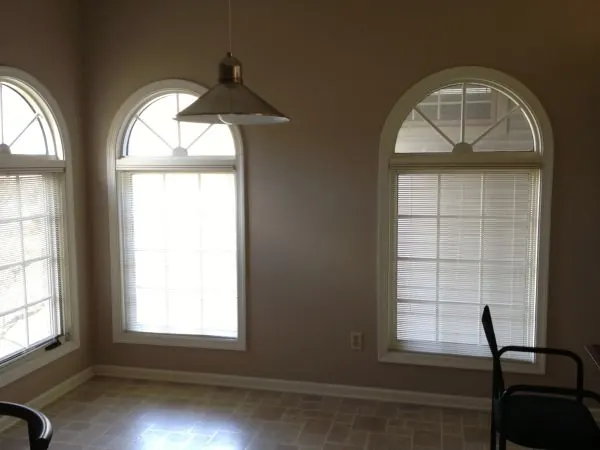 Dining area with arched windows